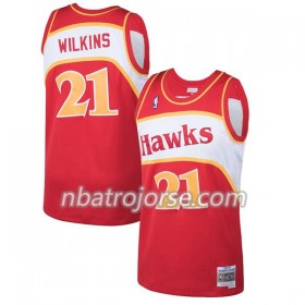 Män Atlanta Hawks Tröja Dominique Wilkins 21 Hardwood Classics Röd Swingman